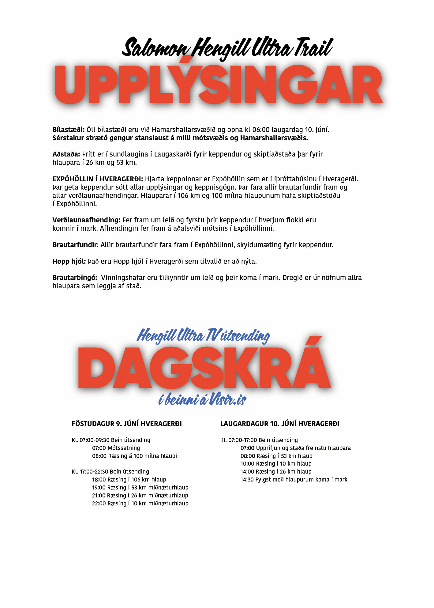 Upplýsingar fyrir hlaupara